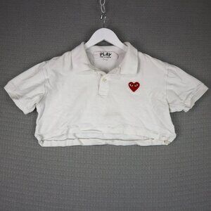 Cropped Play Comme Des Garcons Heart Logo Polo Tee Womens